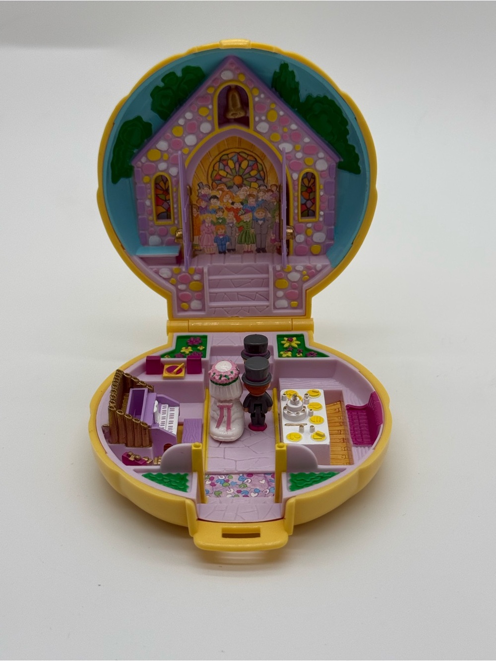 Vintage 1989 Polly Pocket Bridesmaid Wedding Bluebird Compact 3 Figures